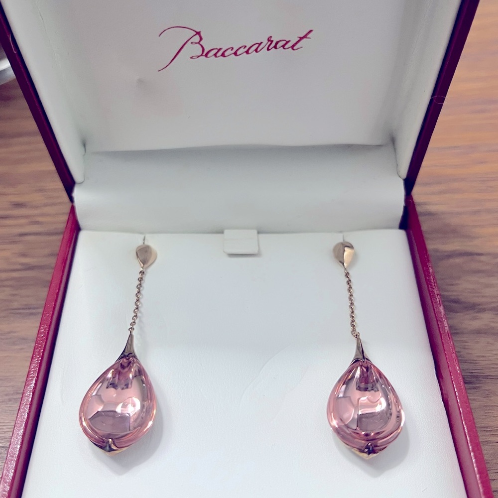 NWOT Baccarat Crystal Fleurs De Psydelic Drop Earrings